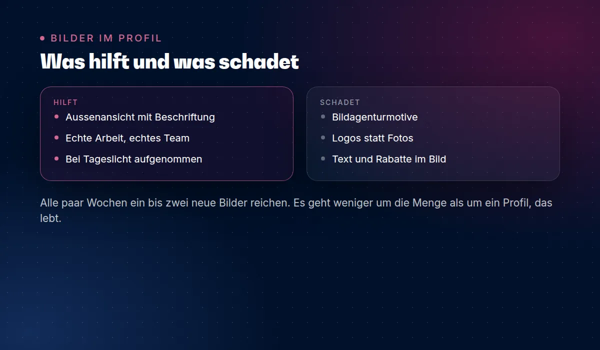 Die Fotoliste für jedes Profil