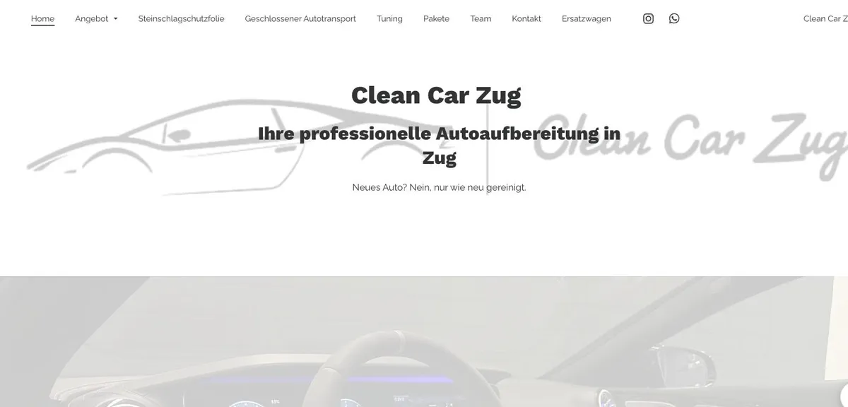 Alte Website von Clean Car Zug